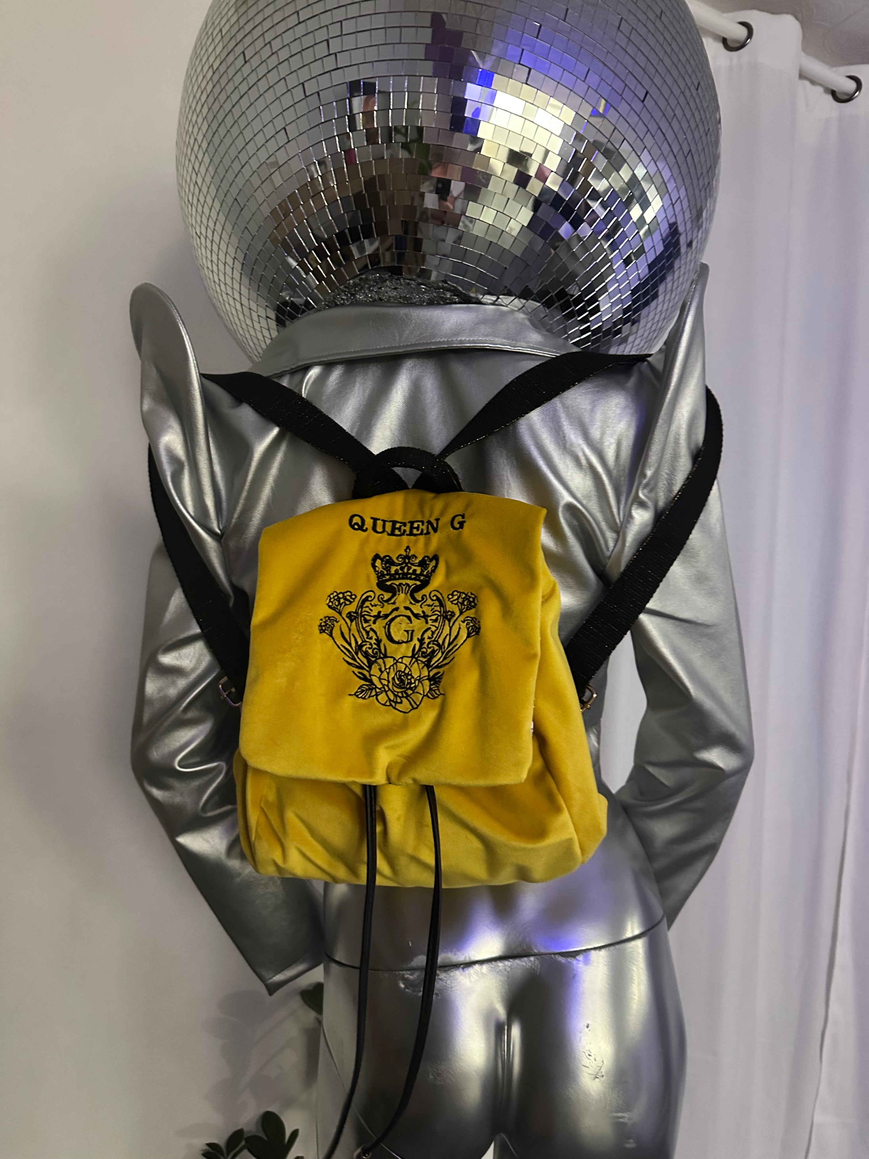 Sac à dos en velours lisse jaune