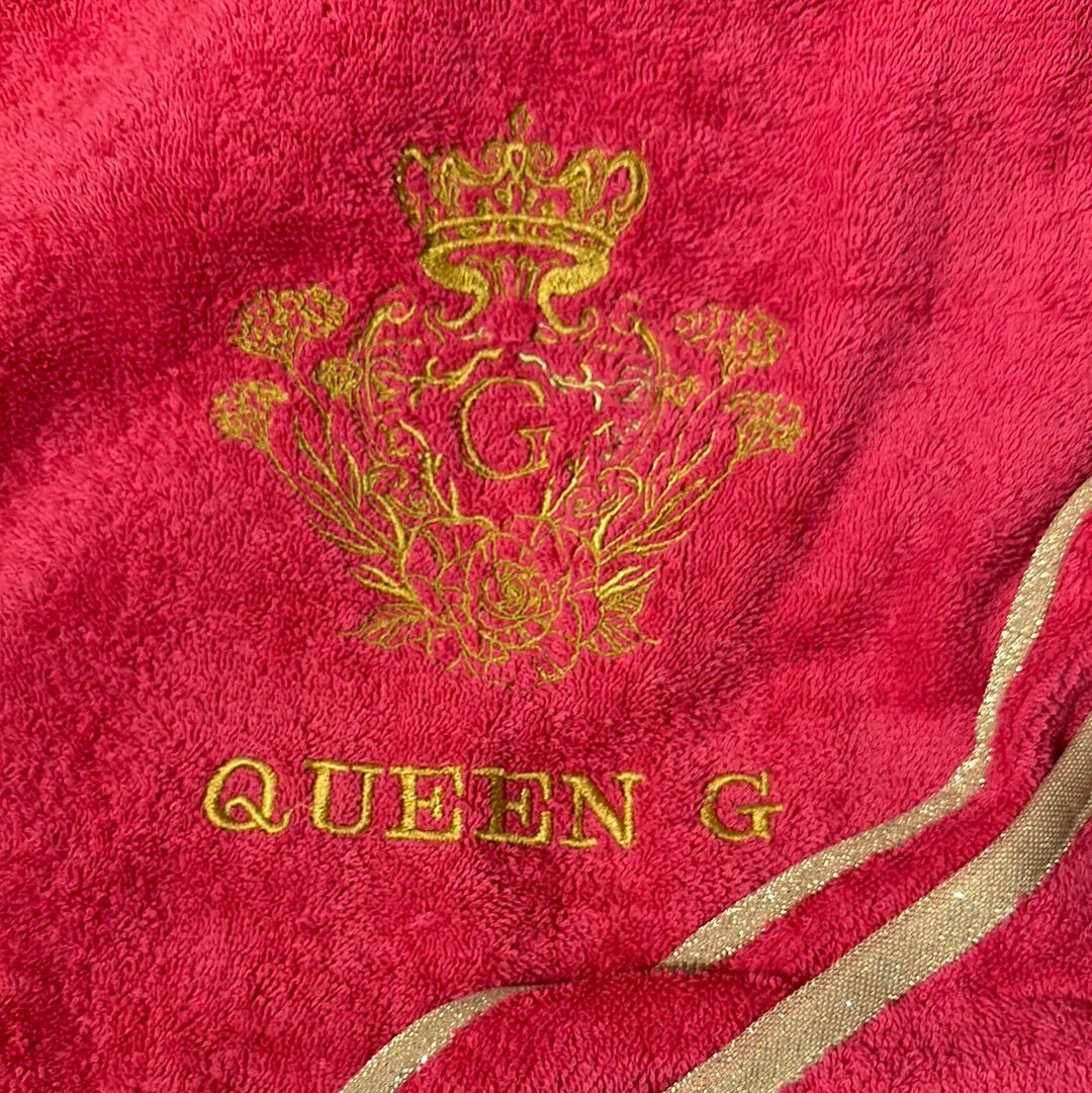 Serviette de Plage en éponge Rose Bonbon Oeko-Tex certifié Logo brodé de couleur Doré