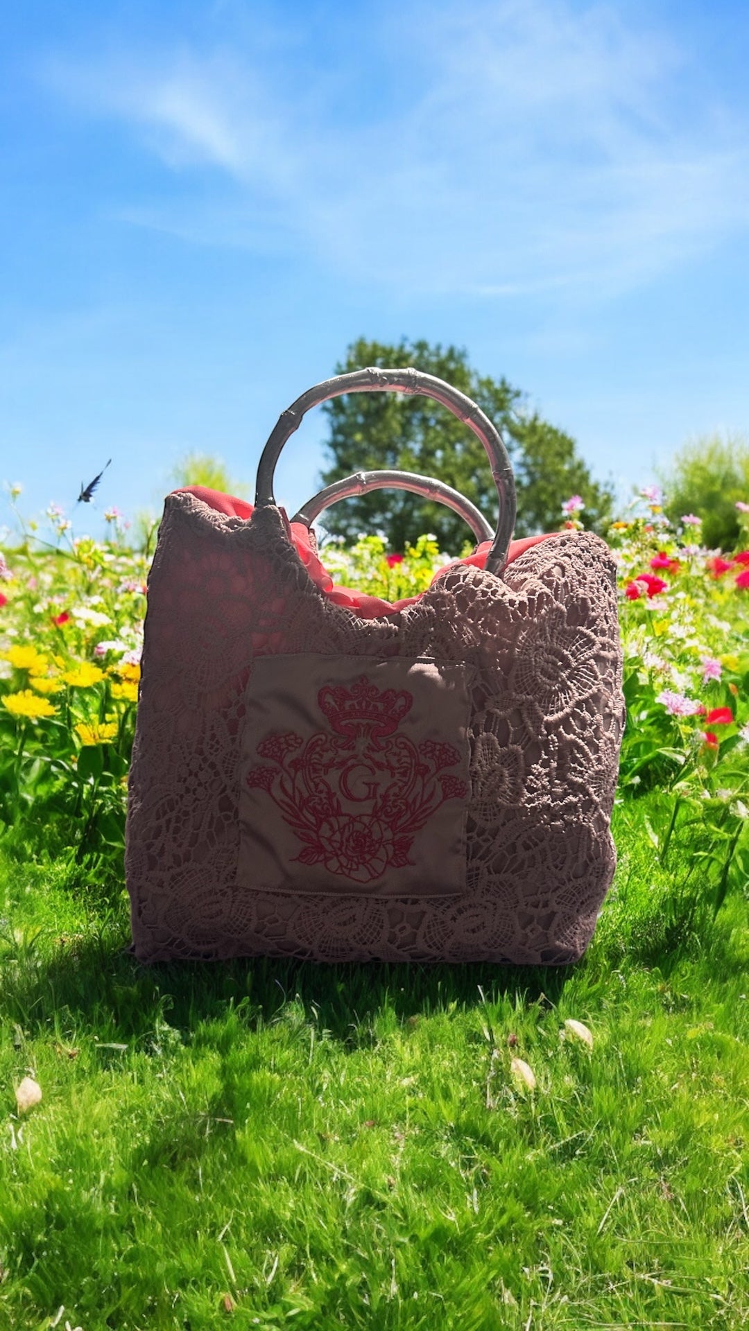 Sac Marie-Anne Rose doublure Rose coton et son logo Rose 🌹