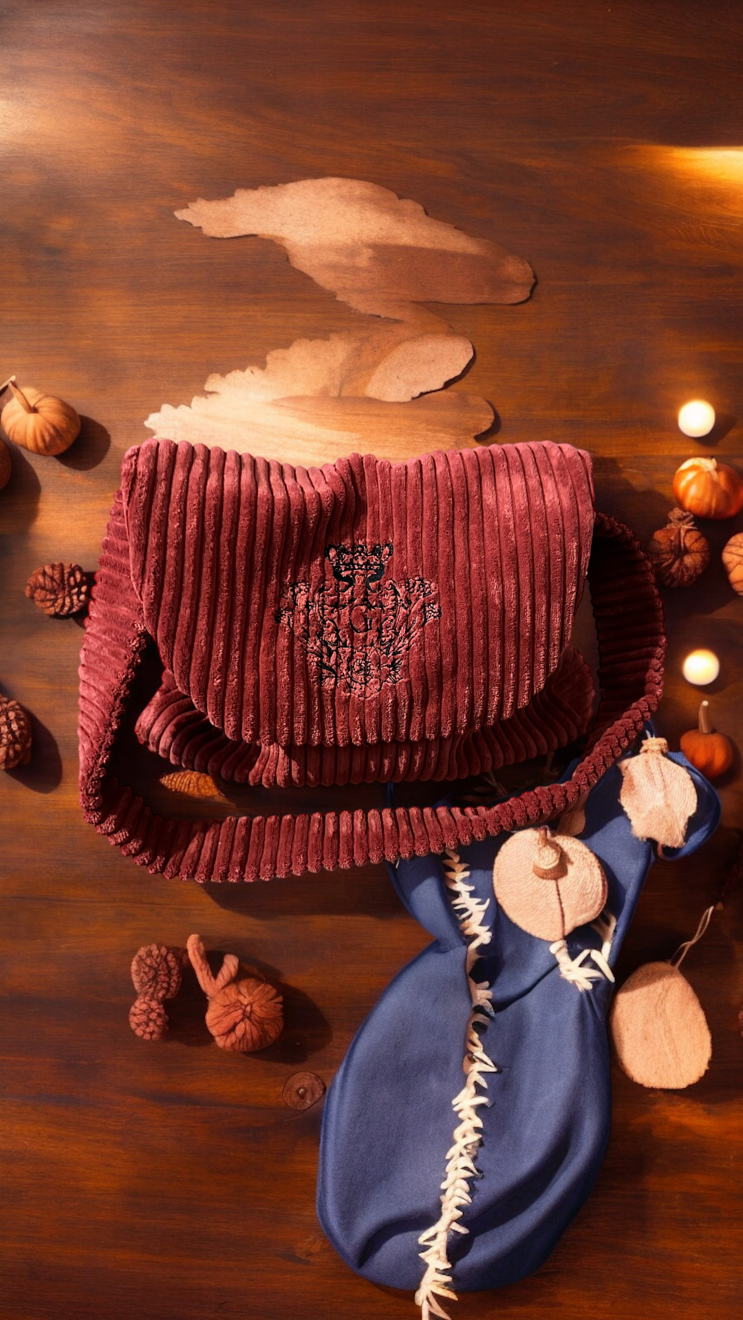 Sac besace couleur Terracotta intérieur coton et son logo brodé noir