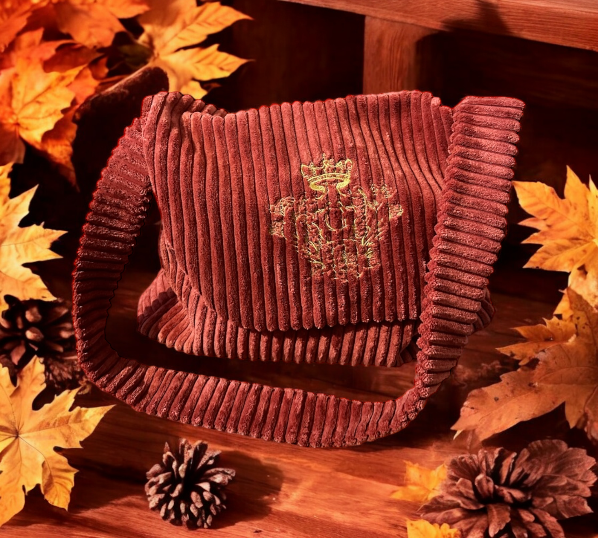 Sac modèle « Morgan »couleur Terracotta intérieur coton et sa broderie dorée