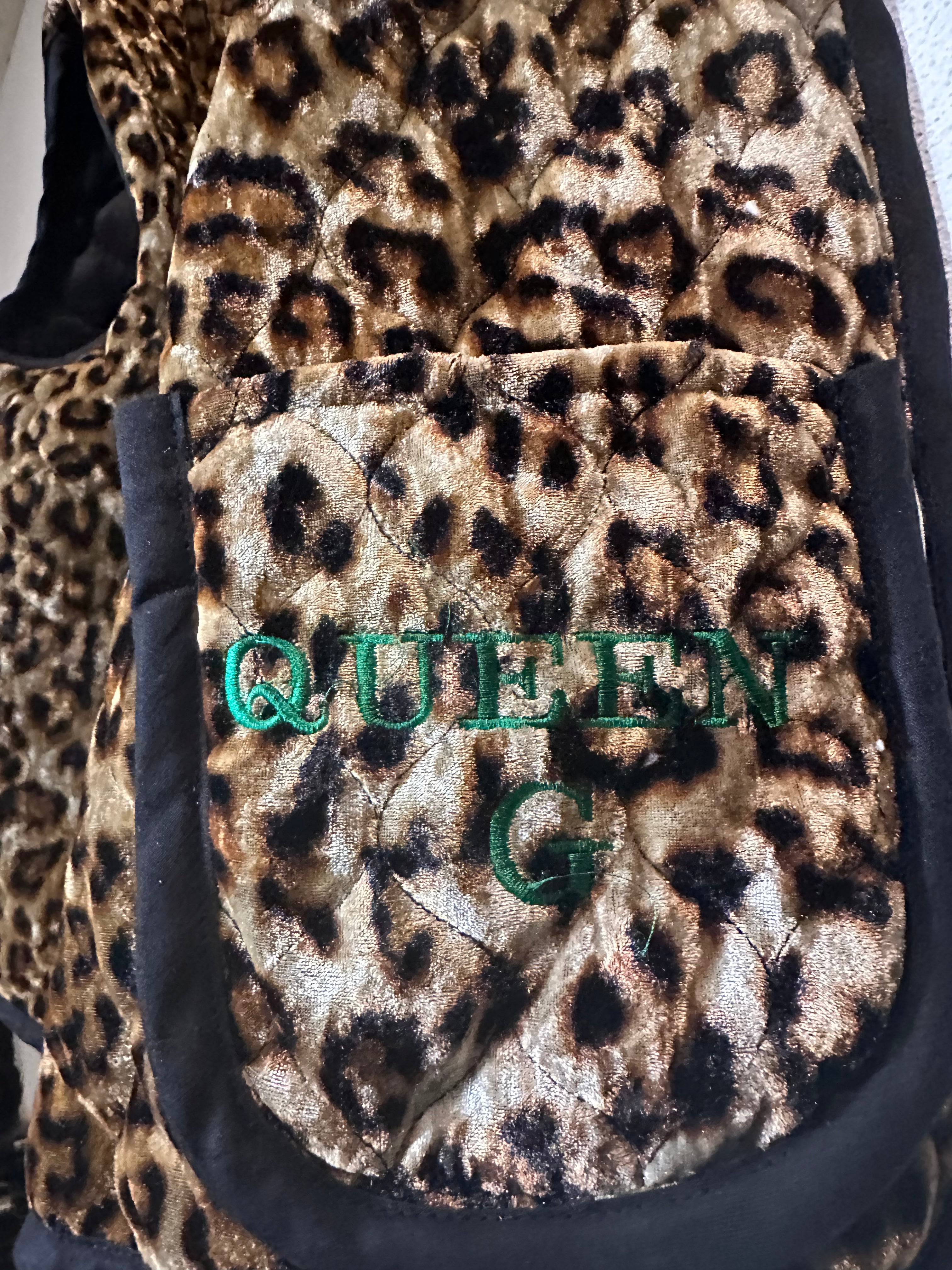 Gilet sans manches imprimé léopard 🐆 broderie Vert