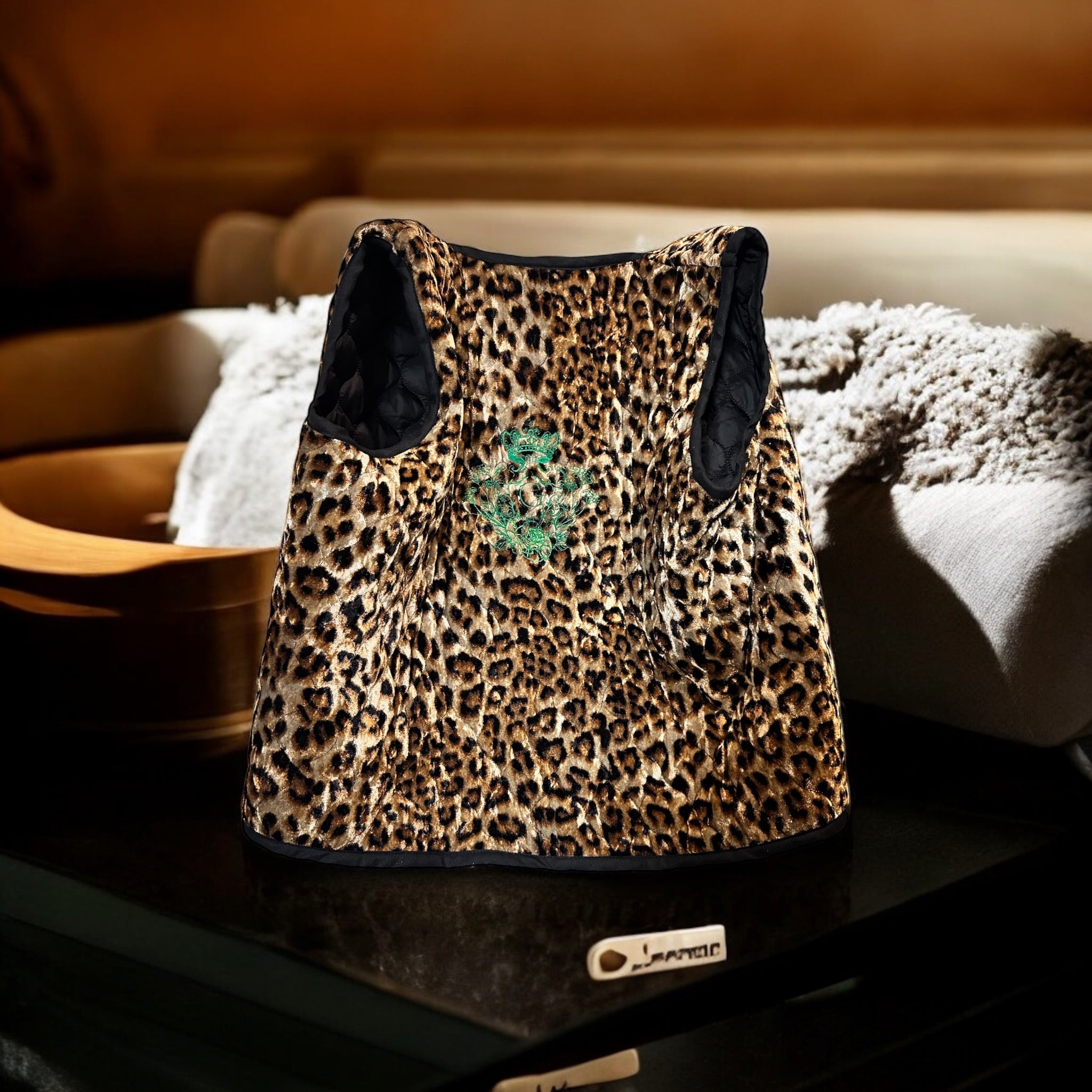 Gilet sans manches imprimé léopard 🐆 broderie Vert