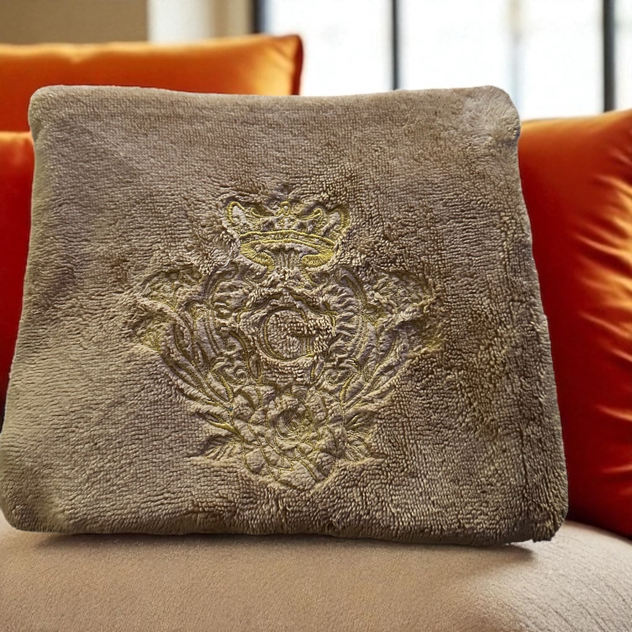 Pochette XL en éponge Bambou Jaune Ocre intérieur en cretonne enduite beige logo doré
