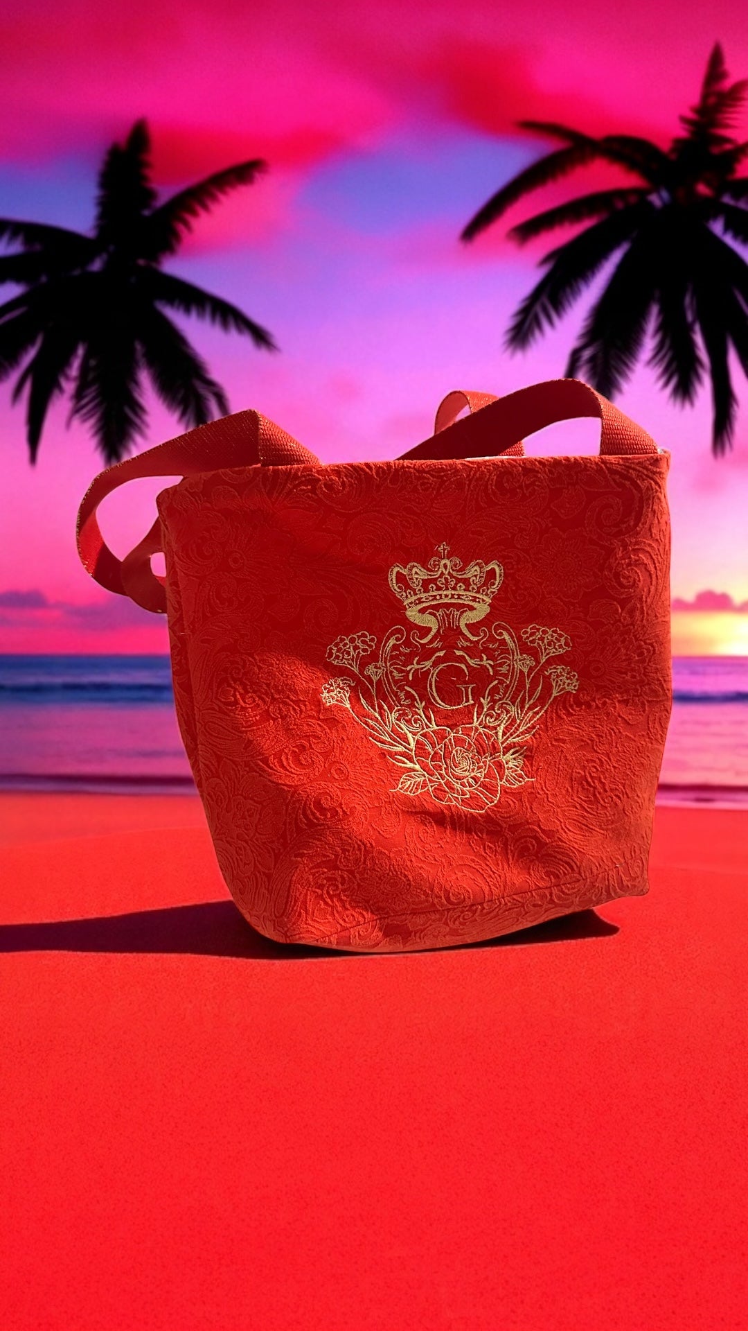 Sac Rouge doublure, transparente, plastifiée et son logo doré