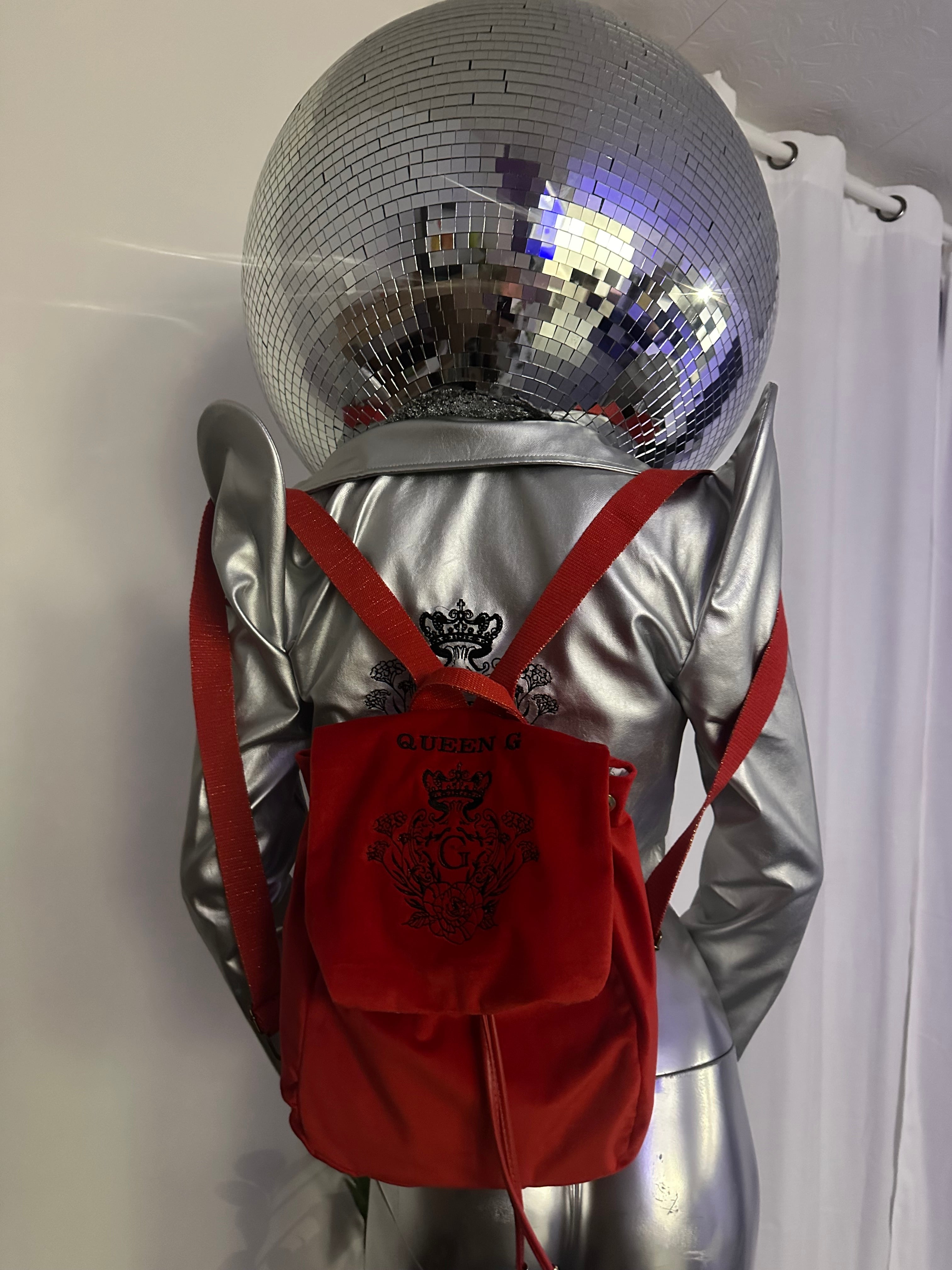 Sac à dos en velours lisse rouge