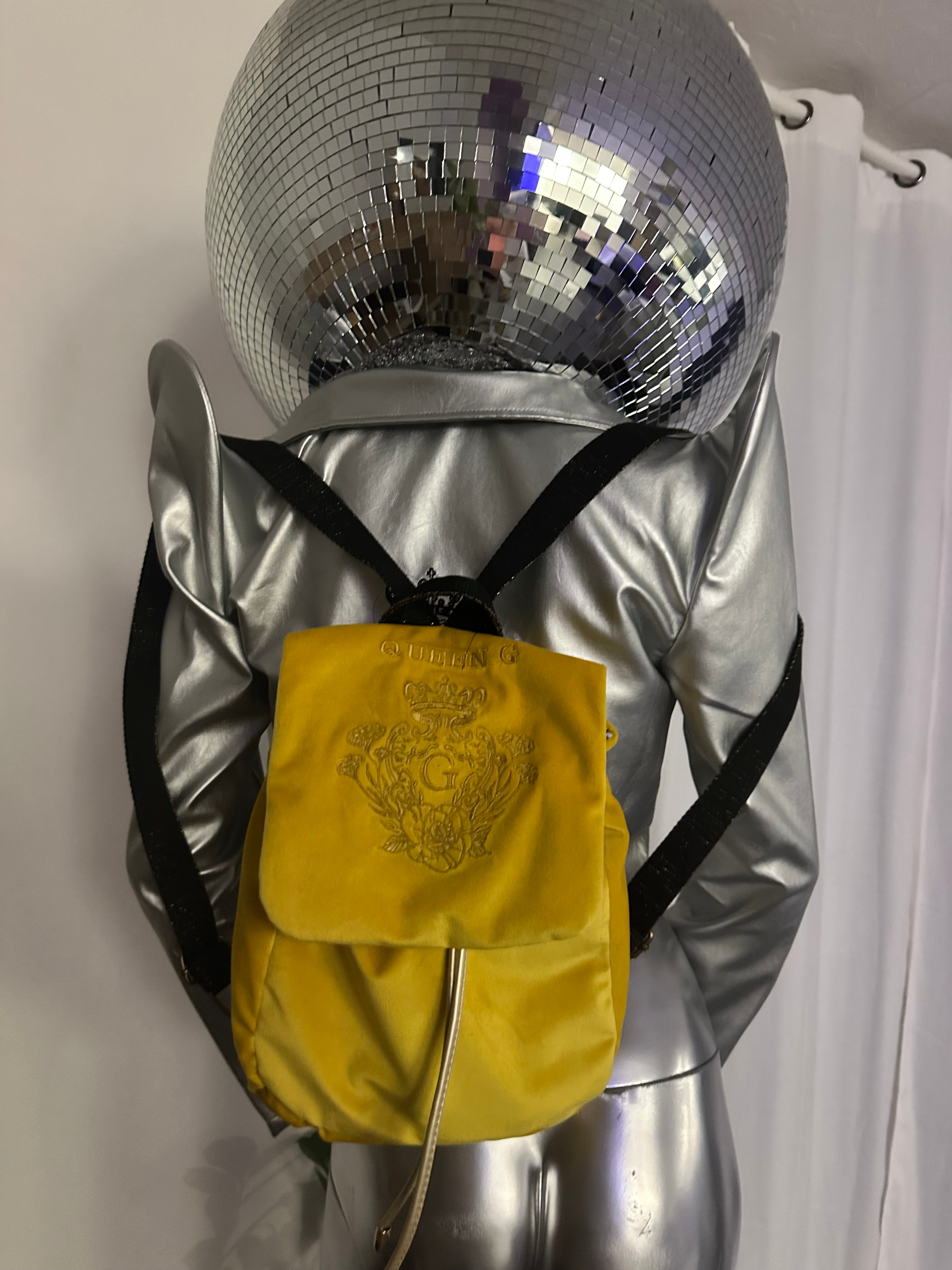 Sac à dos en velours lisse jaune