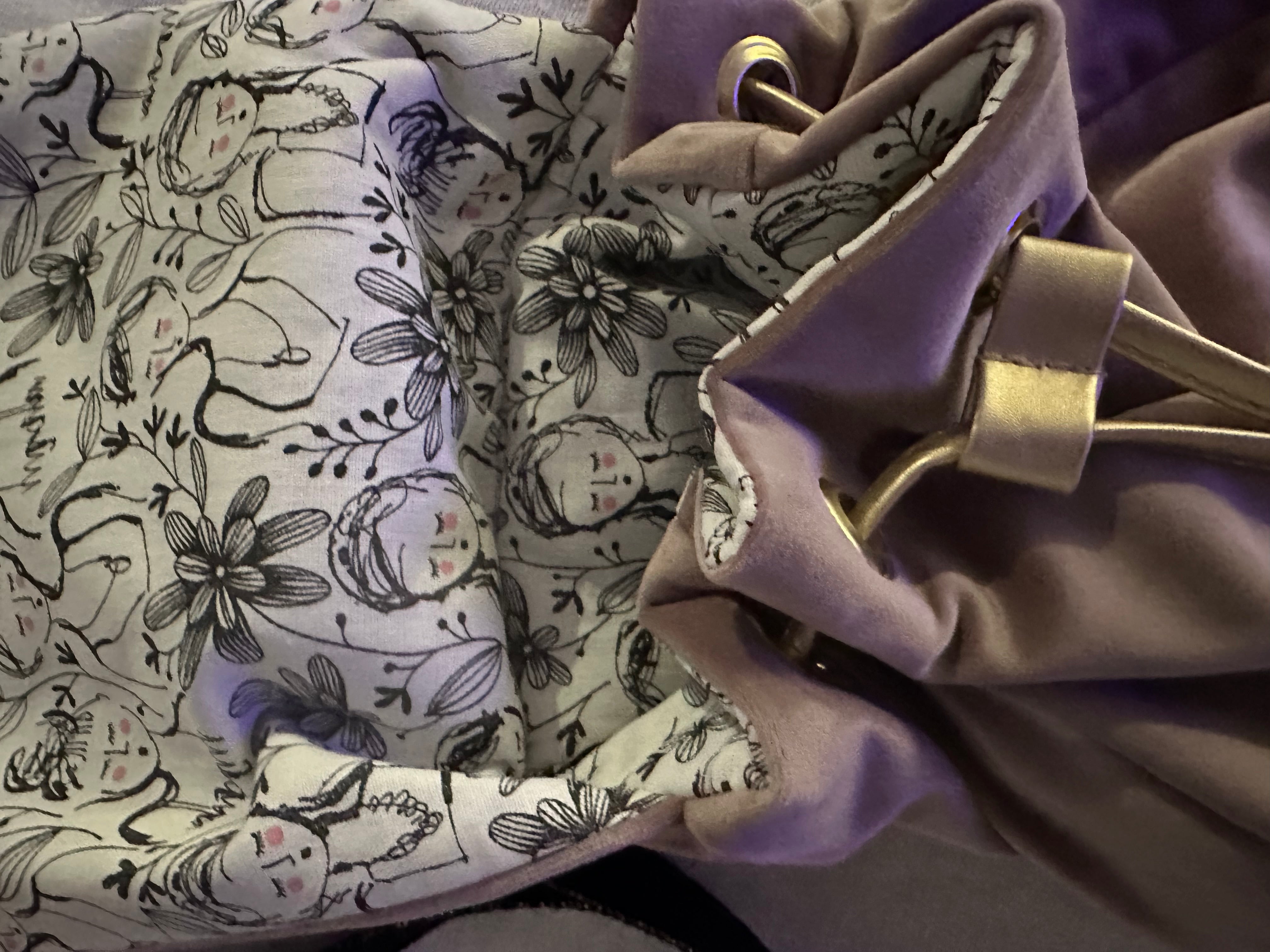 Sac à dos en velours lisse vieux rose