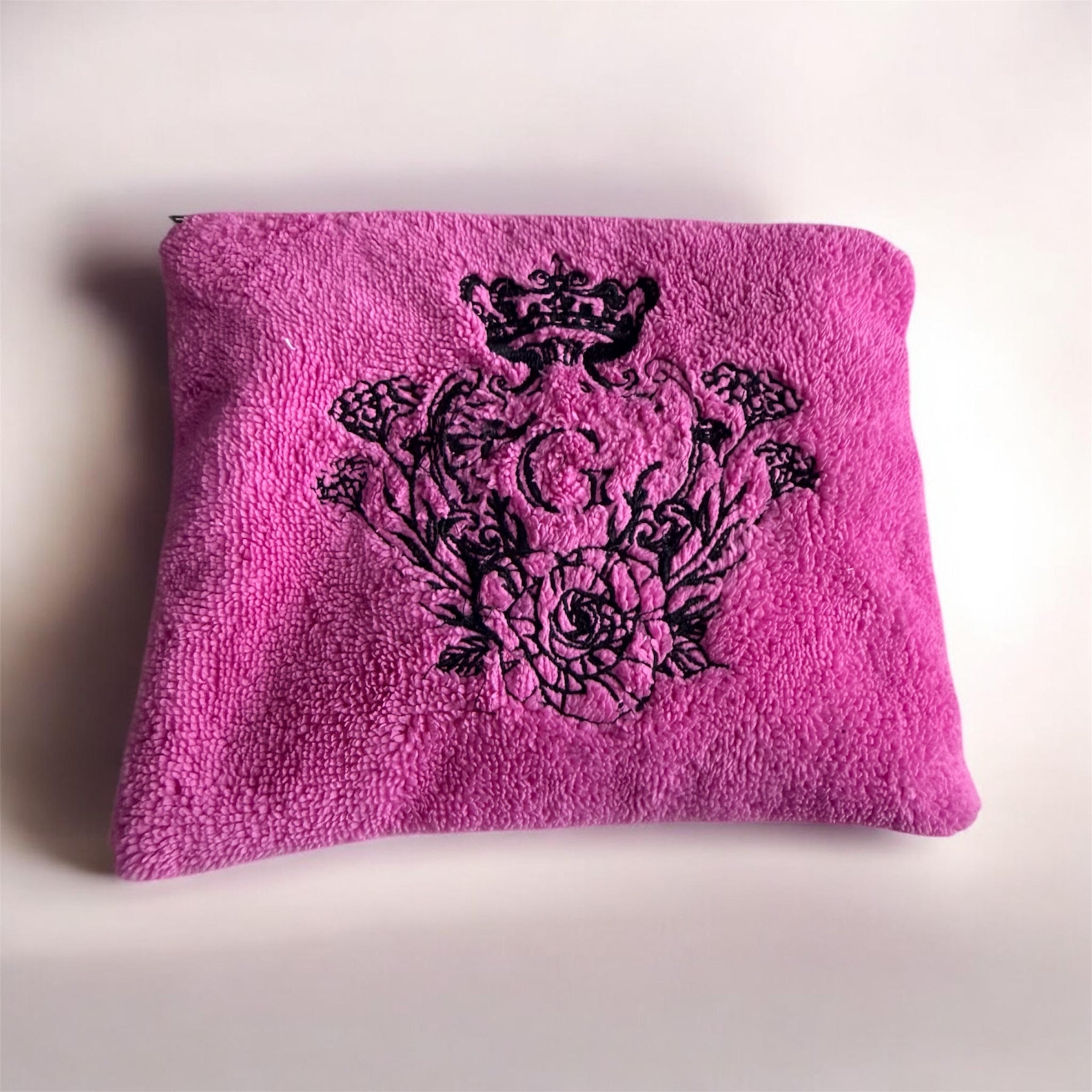 Pochette S en éponge Bambou Rose intérieur en cretonne enduite Logo noir