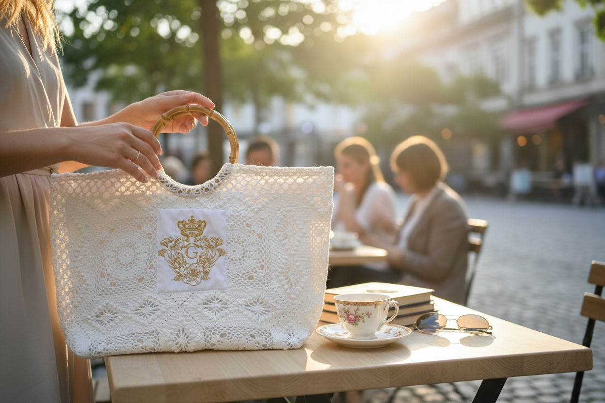 Sac Marie-Anne blanc doublure blanche et son logo doré