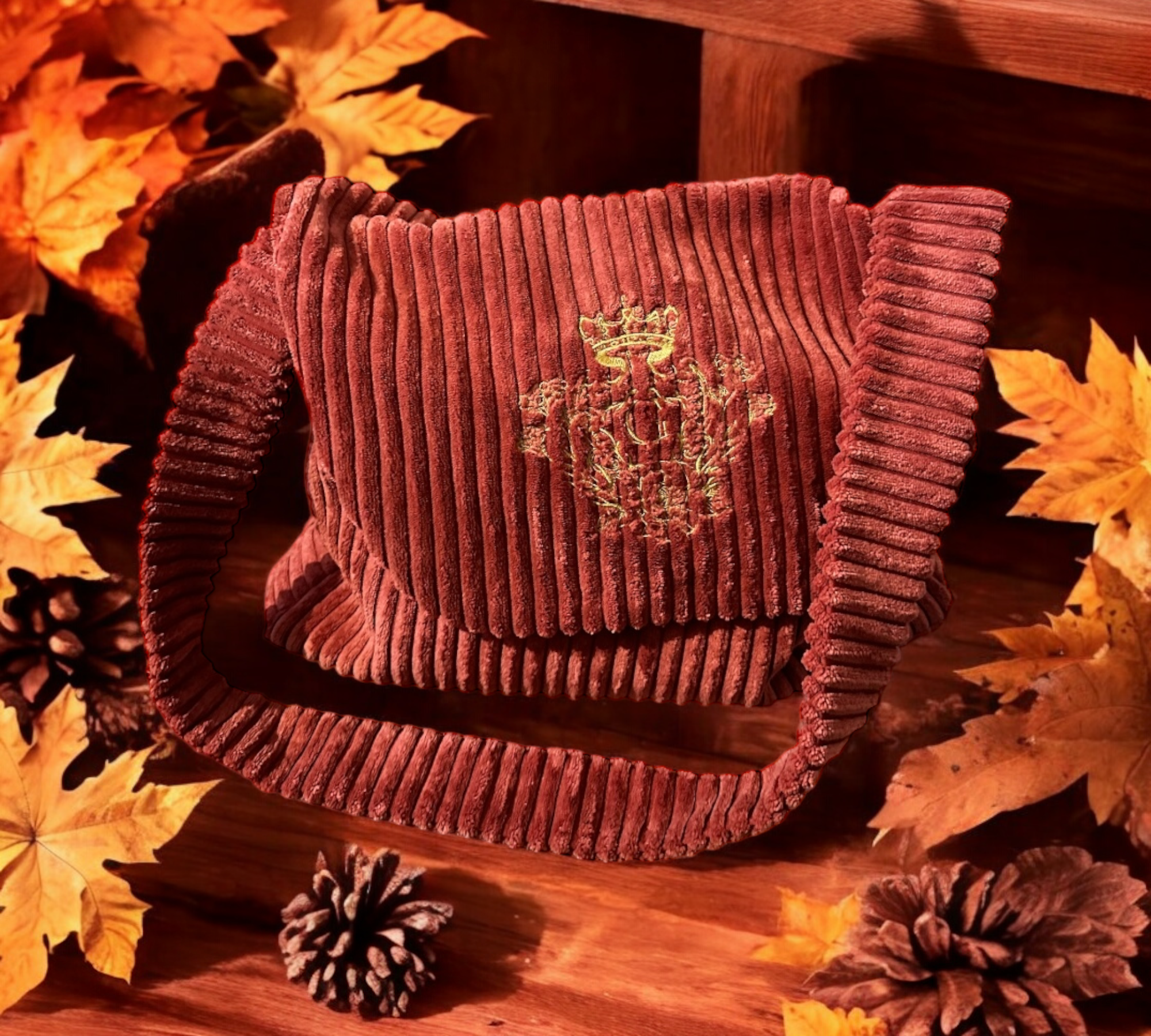 Sac modèle « Morgan »couleur Terracotta intérieur coton et sa broderie dorée