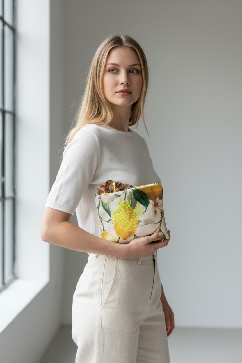Pochette XL citron logo jaune fluo